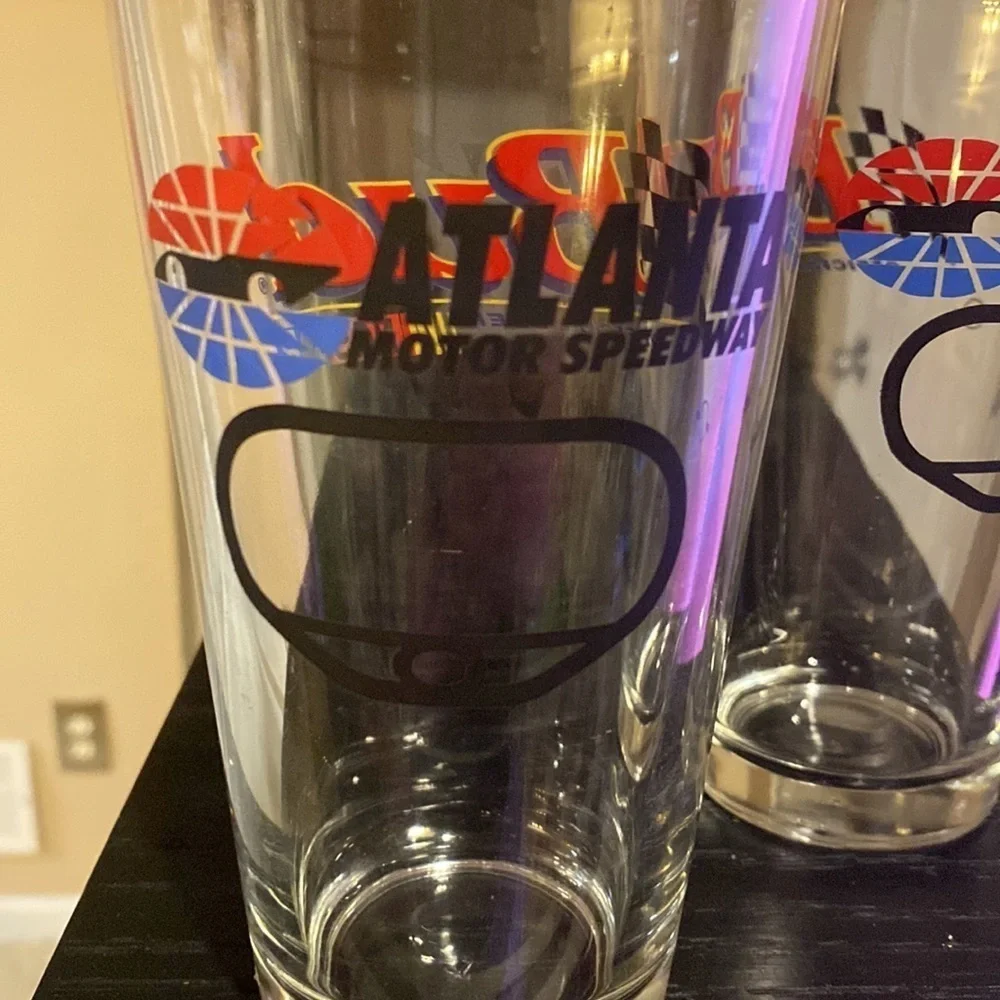Nascar Bud Budweiser Vintage Atlanta Motor Speedway Racing Beer Glasses